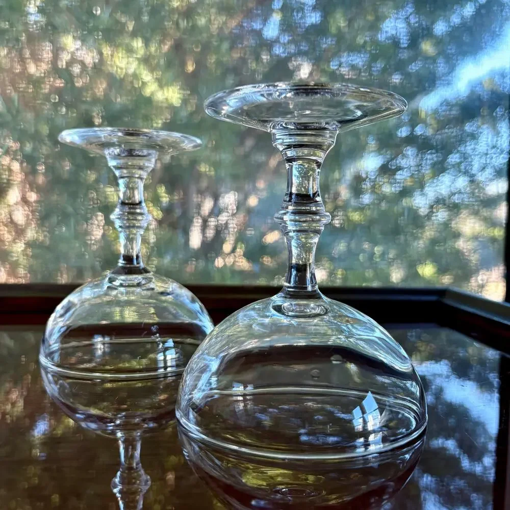 Vintage Libbey Georgian Champagne Coupe Glasses Clear Stemmed Set of 2